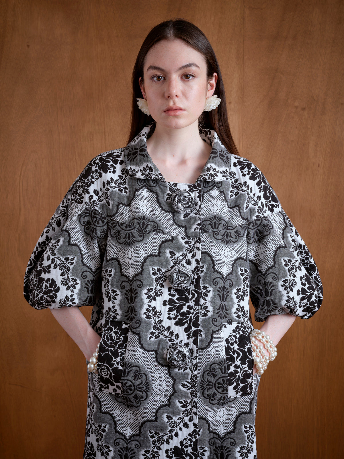 Puffy-sleeve Single-breasted Coat