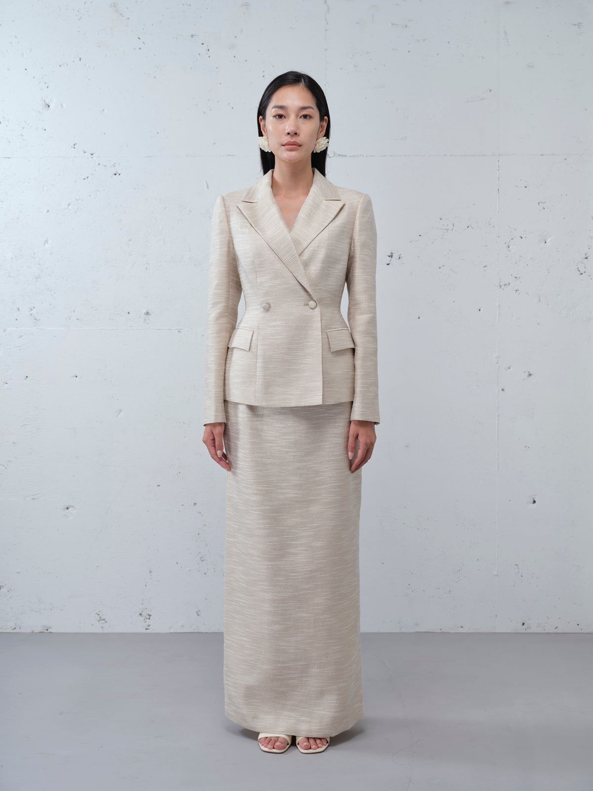 Bamboo Jacquered Double-breasted Jacket