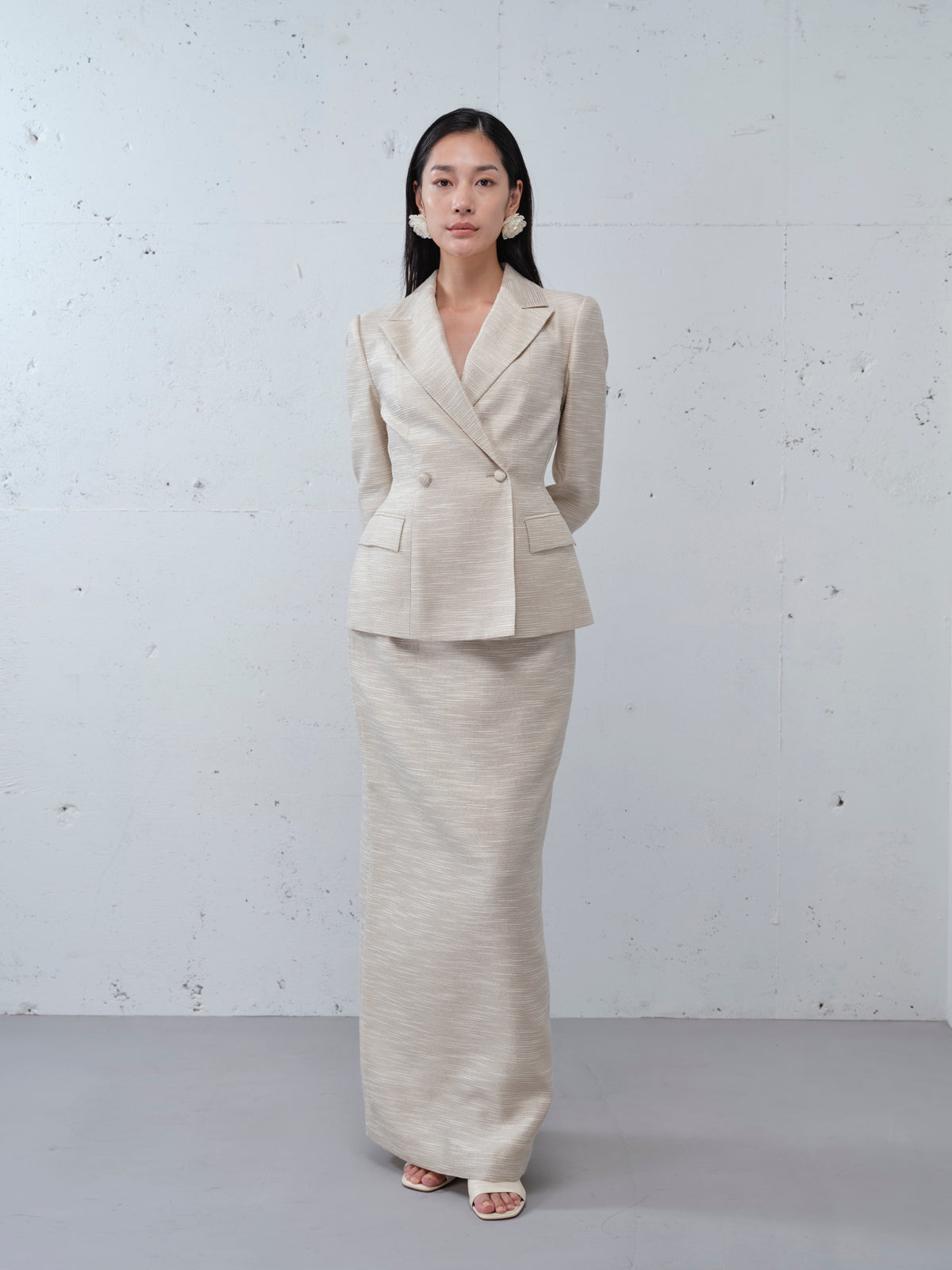 Bamboo Jacquered Double-breasted Jacket
