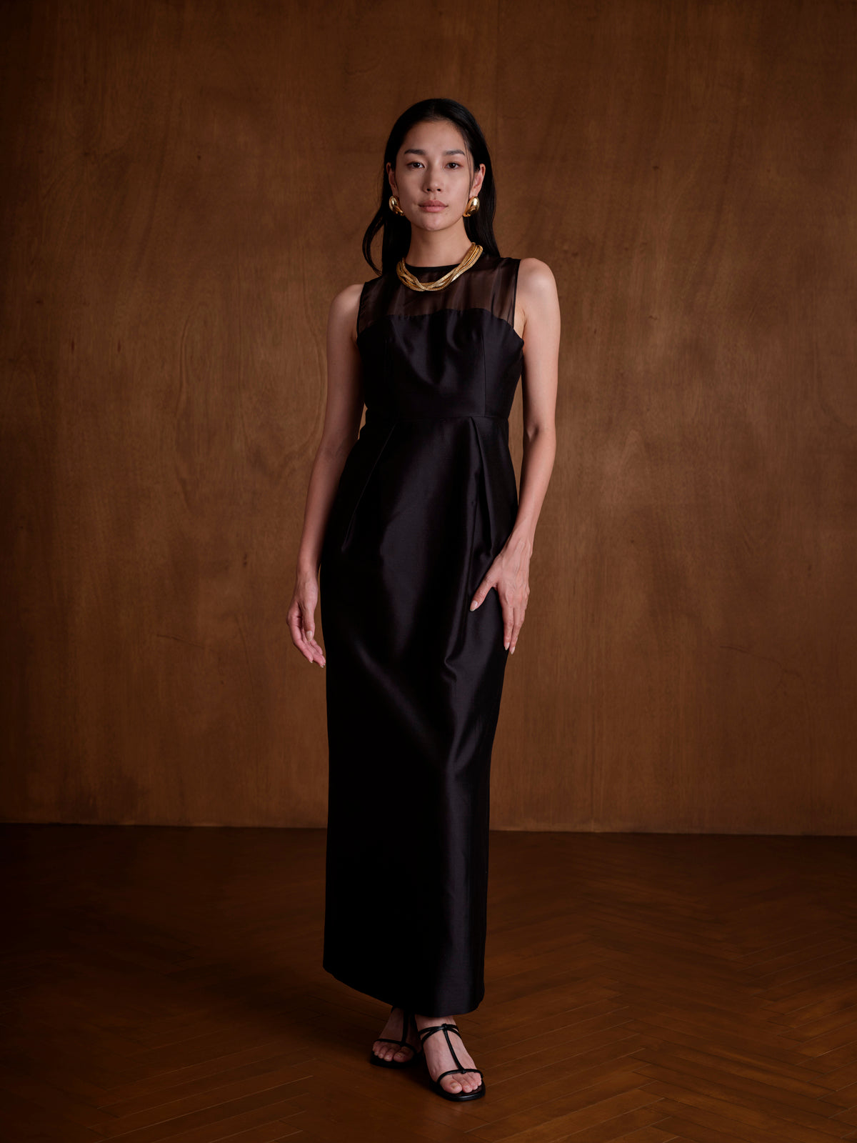 Orgenza-blended High-waisted Corset Dress