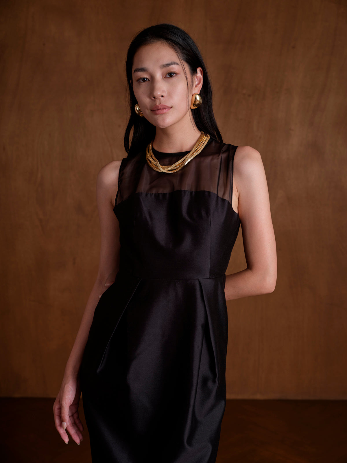 Orgenza-blended High-waisted Corset Dress