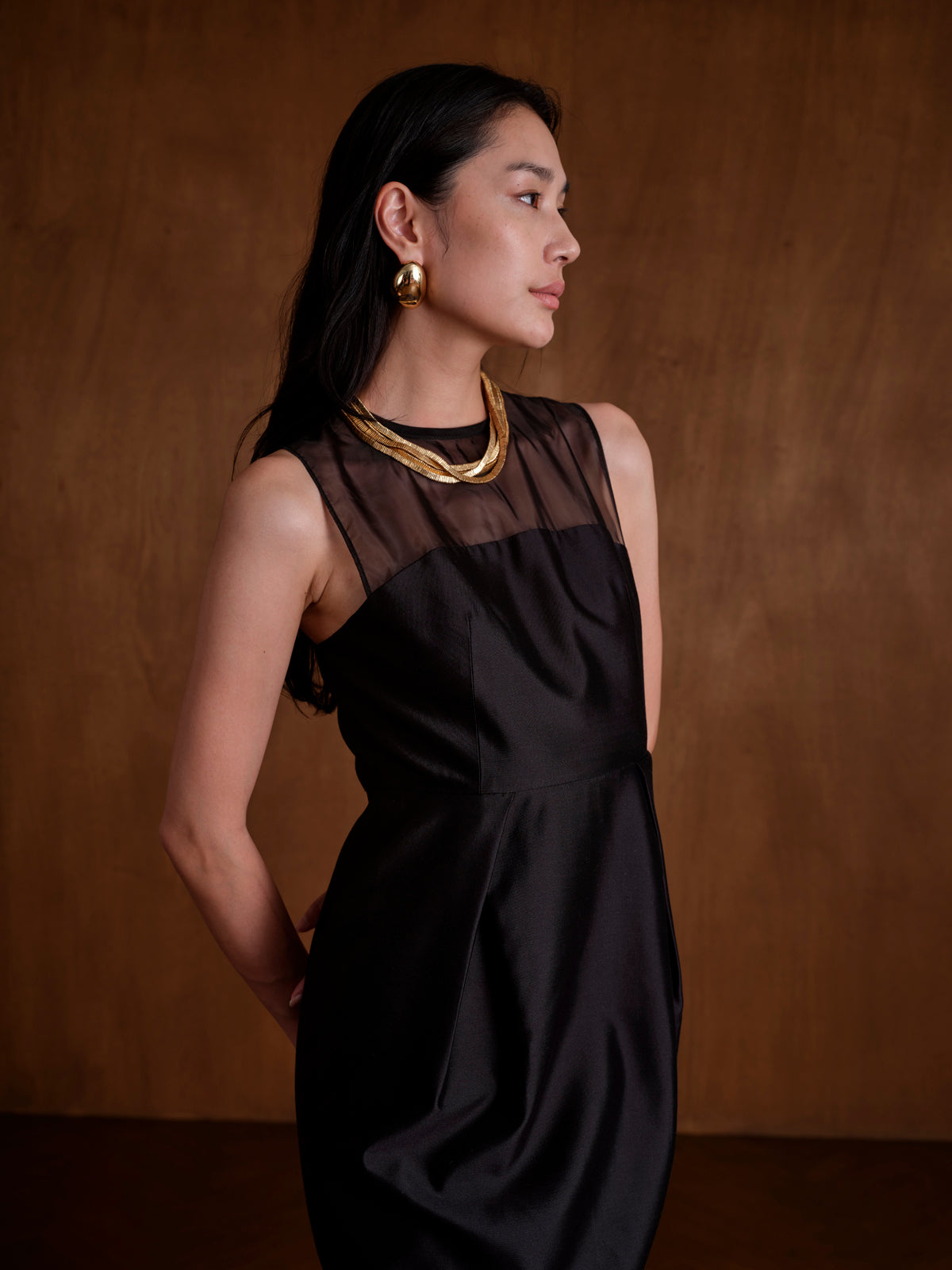 Orgenza-blended High-waisted Corset Dress